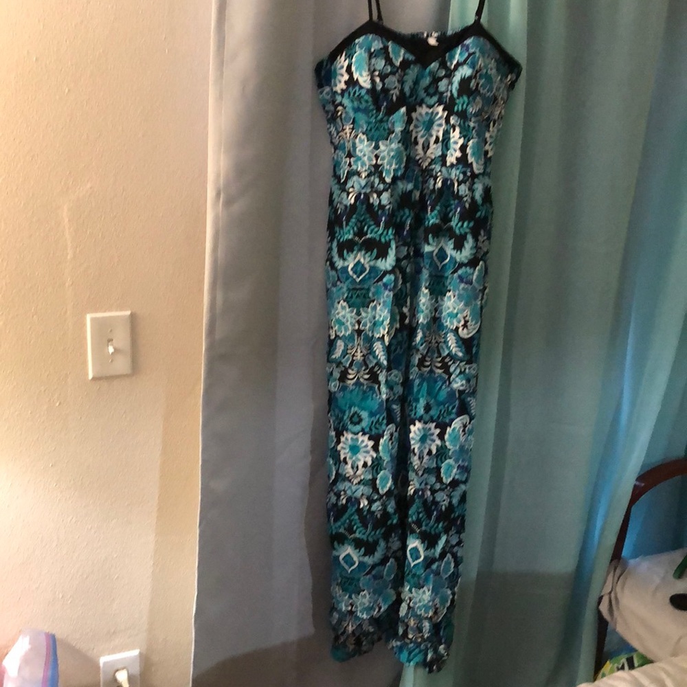 Tropical  teal pant jumpsuit